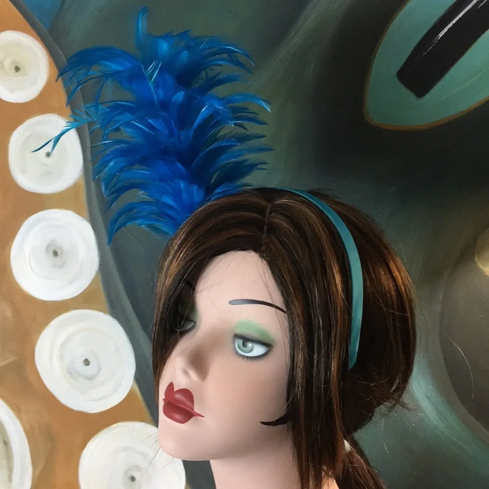 NWT Blue Feather Fascinator Headband - Picture 6 of 9